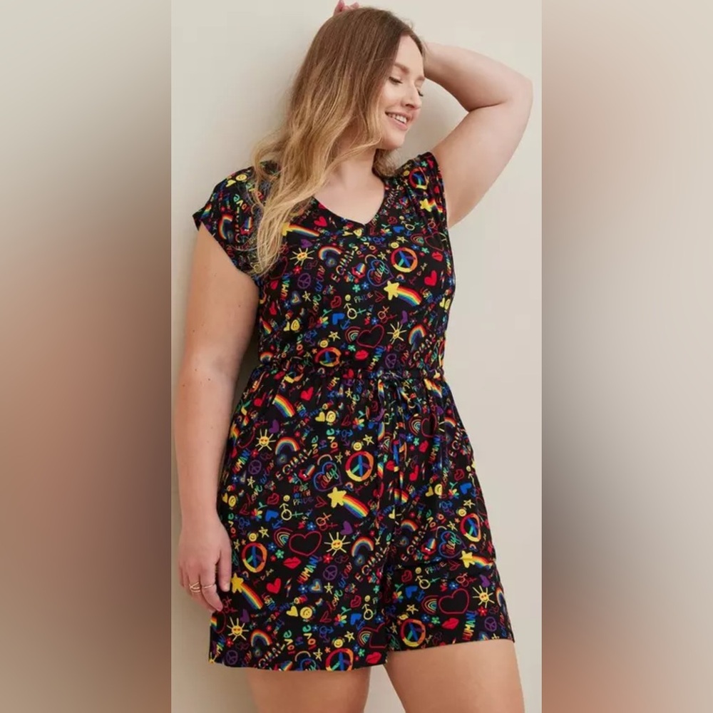 Torrid Black Multicolor Patterned Jumpsuit